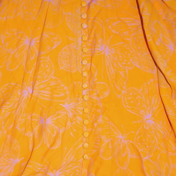 Lela Rose Butterfly-Print Georgette V-Neck Dress - Picture 10 of 10